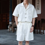 新中式盘扣短袖加五分短裤套装夏季短袖裤子一套1928-P100，男装牛仔裤，电商B378（原B341）