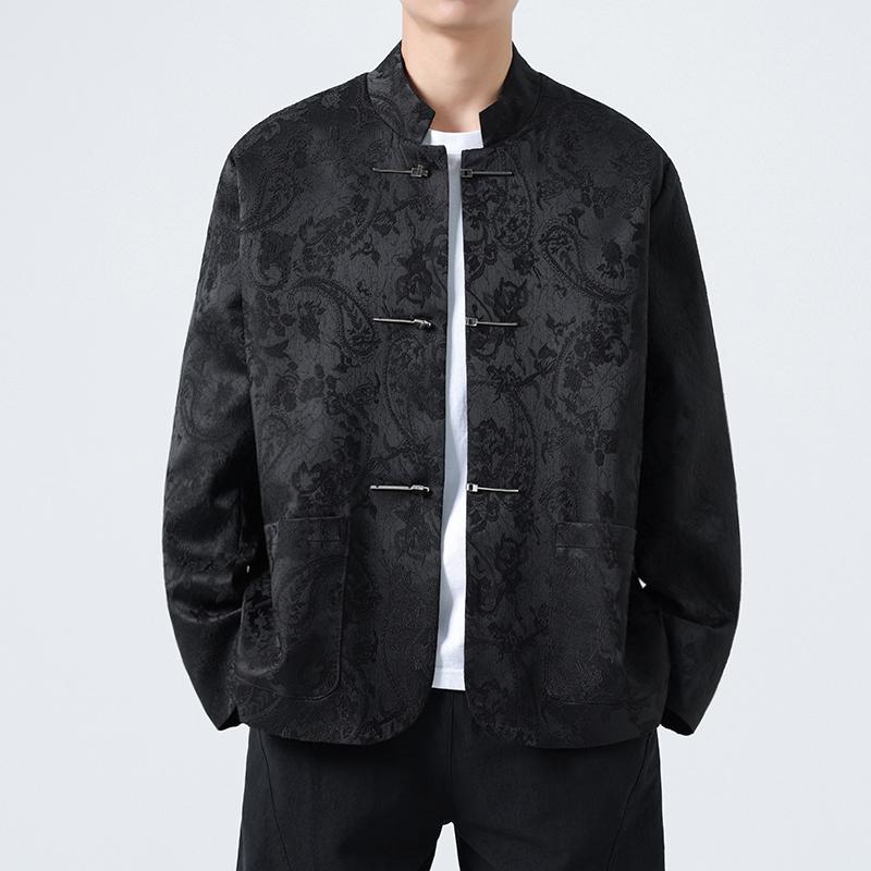春季新中式提花暗花复古盘扣立领西服男高级感风上衣1920-P100,男装西服,电商B378（原B341）