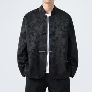 春季新中式提花暗花复古盘扣立领西服男高级感风上衣 1920-P100图片