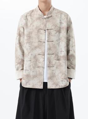 2025新中式复古唐装中国风立领中山装中式扎染盘扣外套 1908-P115