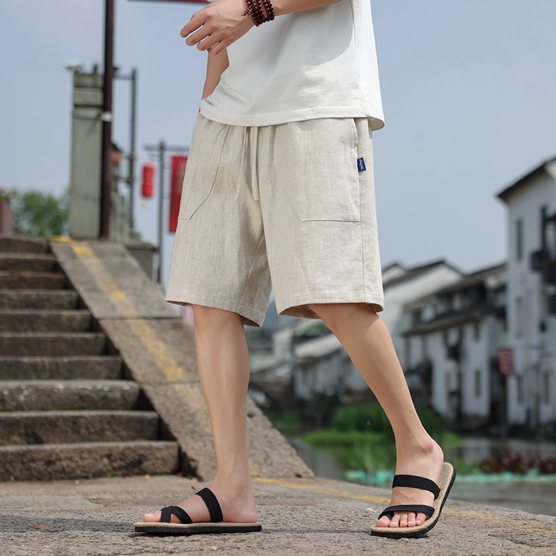 现货麻料五分短裤宽松大码直筒裤K31-P60,男装牛仔裤,电商B378（原B341）