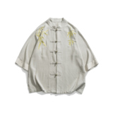 现货风刺绣棉麻衬衫1906-P75，男装衬衫，电商B378（原B341）