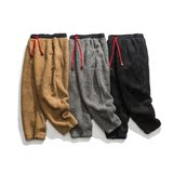 冬季加厚羊羔毛哈伦裤复古日系大码锥形直筒裤毛绒长裤K13-P75，男装休闲裤，电商B378（原B341）