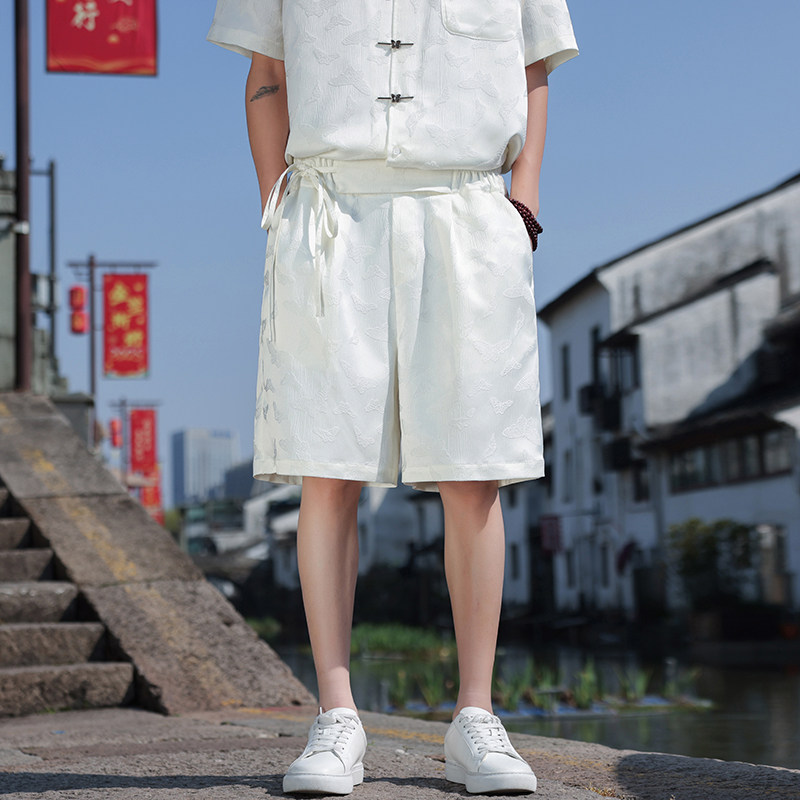 风夏季男士休闲裤2025新中式风大码宽松直筒五分裤K36-P45,男装牛仔裤,电商B378（原B341）