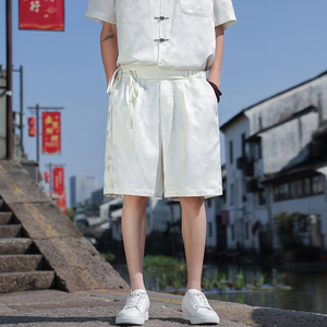 风夏季男士休闲裤2025新中式风大码宽松直筒五分裤K36-P45图片