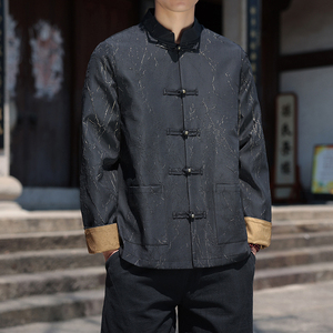 秋冬风复古褶皱立领中山装新中式盘扣夹克外套 1902-P100图片