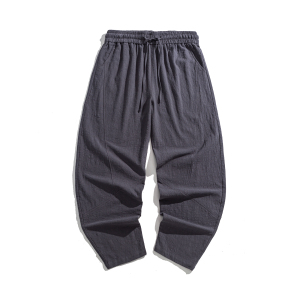 26春夏新款亚麻直筒宽松哈伦裤风棉麻休闲裤 B378-K51-P65，男装休闲裤，电商B378（原B341）