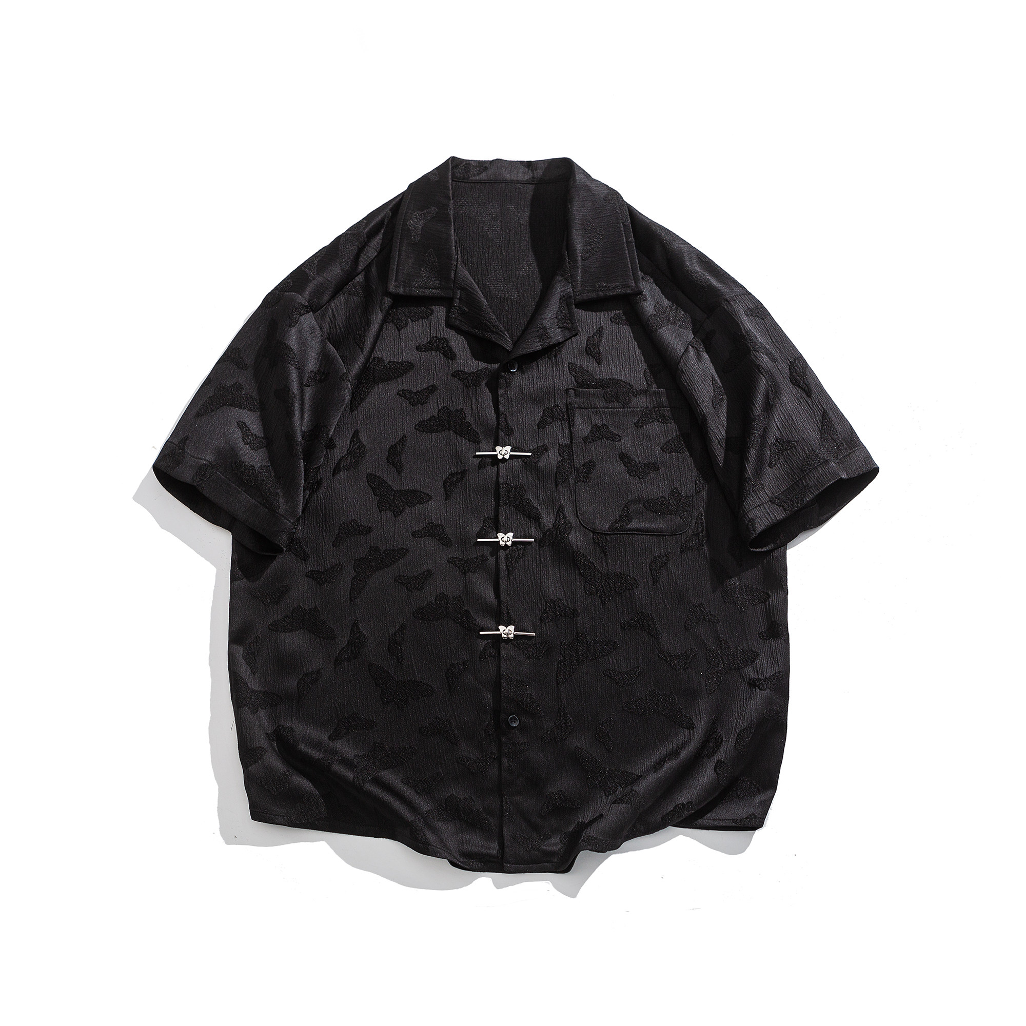 风大码短袖衬衣蝴蝶提花翻领衬衫M-5XL1925-P60,男装衬衫,电商B378（原B341）