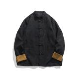 2025风复古铜扣立领外套春季浮雕褶皱盘扣大码夹克1902-P100，男装夹克，电商B378（原B341）