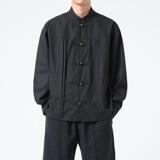 风男装大码上衣铜扣衬衫男复古潮礼服青年立领唐装1904-P75，男装衬衫，电商B378（原B341）