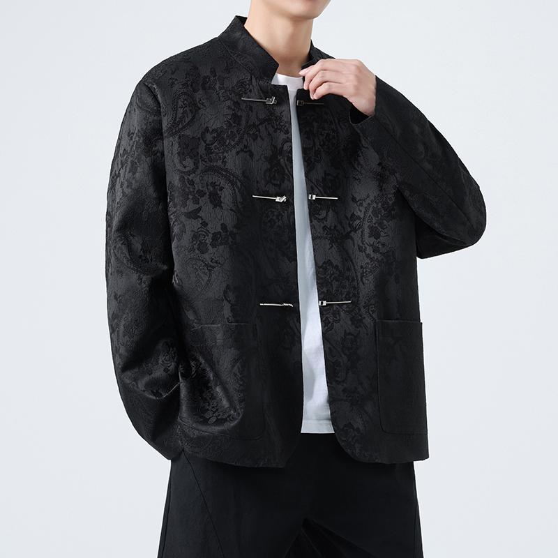 春季新中式提花暗花复古盘扣立领西服男高级感风上衣1920-P100,男装西服,电商B378（原B341）