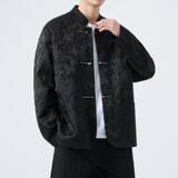 春季新中式提花暗花复古盘扣立领西服男高级感风上衣1920-P100，男装西服，电商B378（原B341）
