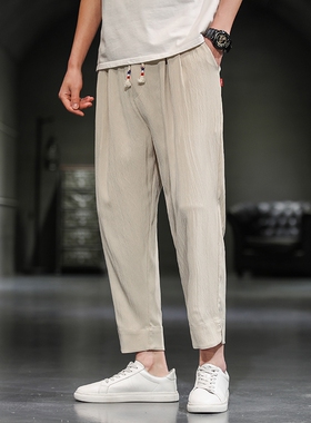 新中式潮流九分裤宽松夏季薄款休闲裤复古中国风大码裤 1805-P50