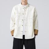 2025风复古铜扣立领外套春季浮雕褶皱盘扣大码夹克1902-P100，男装夹克，电商B378（原B341）