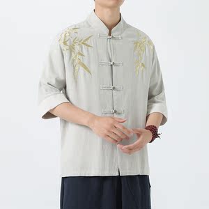 现货 风刺绣棉麻衬衫 1906-P75图片