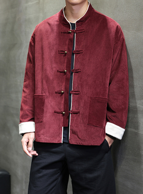中国风复古灯芯绒夹克外套中老年大码唐装 1935-P95