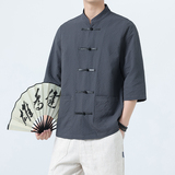 风复古半袖衬衣中式盘扣五分短袖1927-P55，男装T恤，电商B378（原B341）