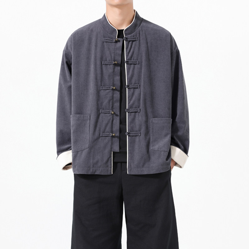 风盘扣立领唐装冬季灯芯绒红色拜年服大码可配套装1935-P95,男装休闲套装,电商B378（原B341）
