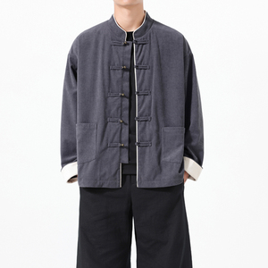 风盘扣立领唐装冬季灯芯绒红色拜年服 大码可配套装 1935-P95图片