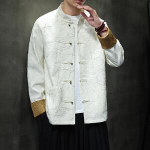 风复古夹克新中式立领铜扣唐装男青年大码汉服外套1902-P100图片