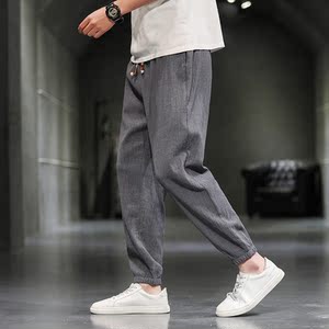 风褶皱收口哈伦长裤 树皮皱灯笼裤 K08-P55图片