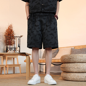 2025夏季男士休闲裤新中式风大码宽松直筒A字裤子K36-P45图片