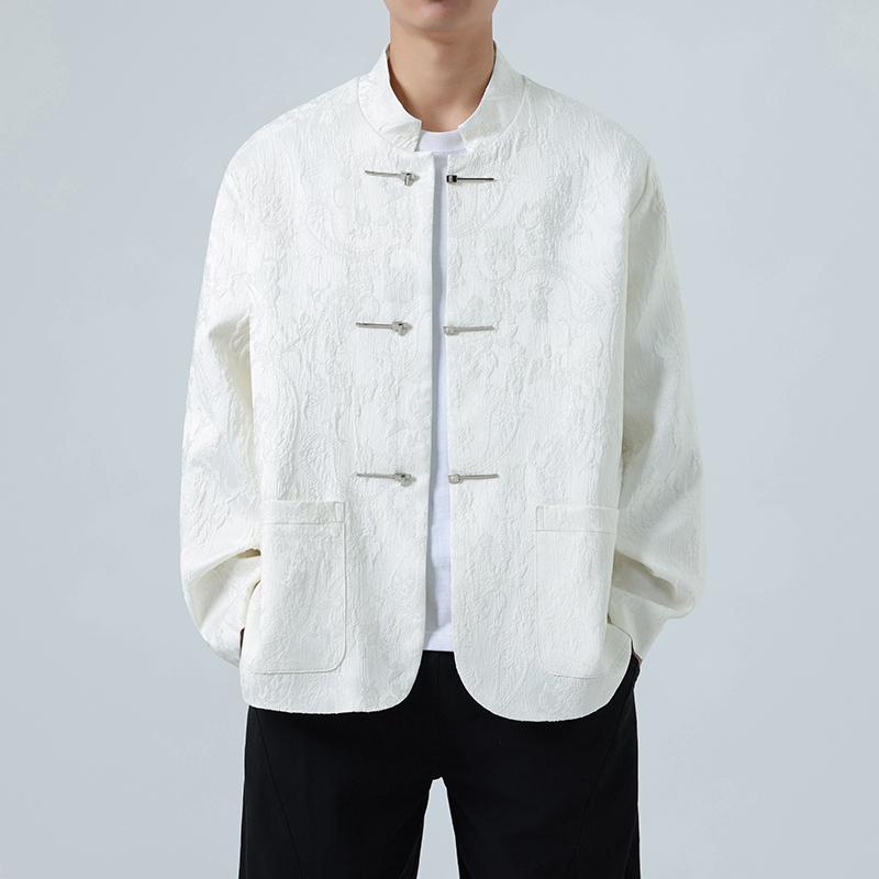 春季新中式提花暗花复古盘扣立领西服男高级感风上衣 1920-P100图片