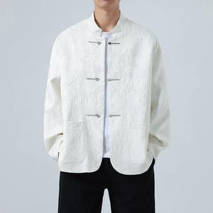 春季新中式提花暗花复古盘扣立领西服男高级感风上衣 1920-P100图片