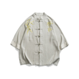 新中式唐装复古风短袖刺绣衬衫男士新中式夏季改良汉服1906-P75，男装衬衫，电商B378（原B341）
