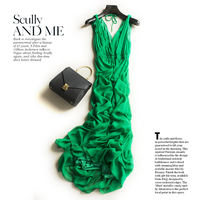 Clearance sale: New slimming V-neck backless seaside vacation silk beach dress thumbnail 3