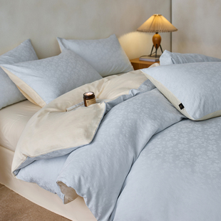 小井家100全棉纯棉四件套被套被罩床单床笠高级提花床上用品双人4