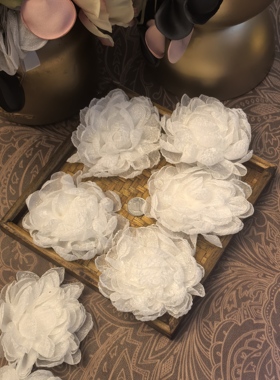 DIY配件韩版白色大号烧花朵1朵发饰胸针服饰包饰等辅料配件