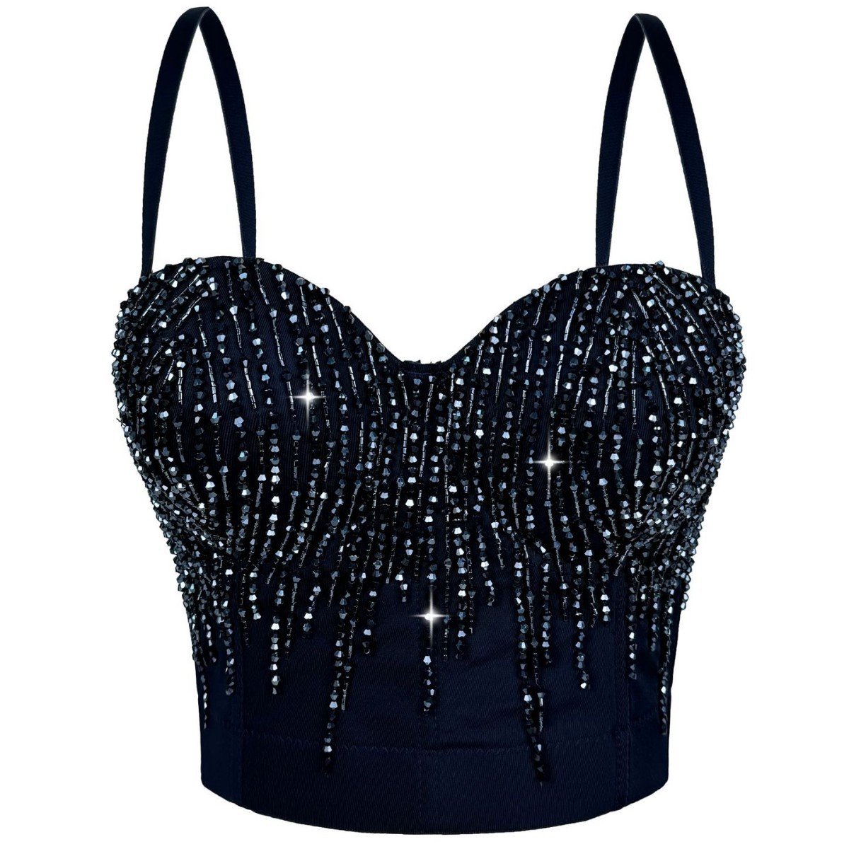 水晶钉珠重工外穿鱼骨胸衣背心