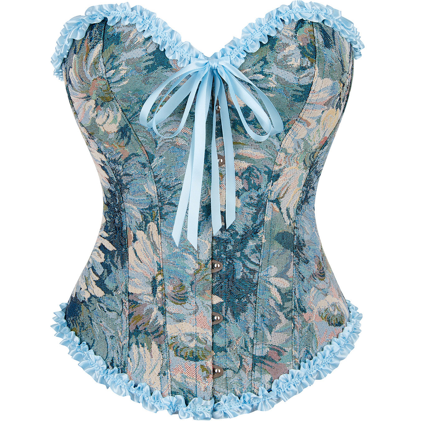 莫奈花园提花外穿鱼骨胸衣抹胸束身衣钢扣绑带搭马面裙新中式性感