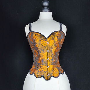 外穿鱼骨胸衣束腰背心吊带短款上衣刺绣提花绑带搭马面裙新中式