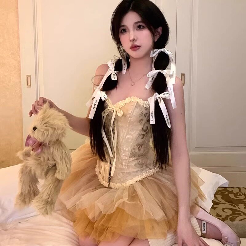 外穿鱼骨胸衣抹胸束身衣钢扣绑带搭马面裙新中式提花大码塑型收腰