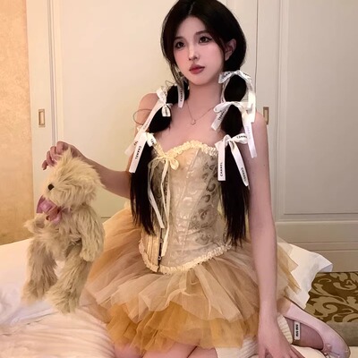 外穿鱼骨胸衣抹胸束身衣钢扣绑带搭马面裙新中式提花大码塑型收腰