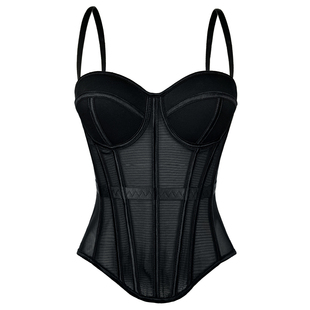 网纱透视外穿鱼骨胸衣背心吊带短款上衣抹胸垫打底内搭性感风直播