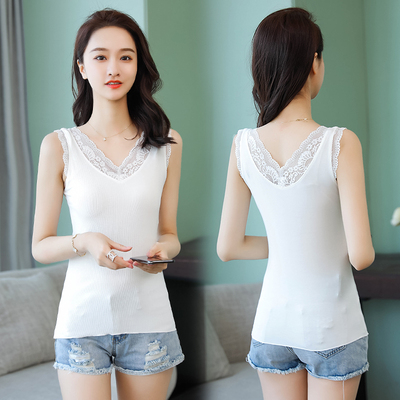 2025夏女士拼接蕾丝背心打底衫