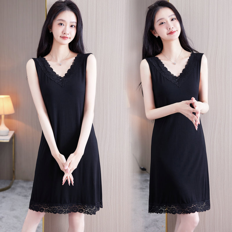 V领蕾丝吊带连衣裙女夏秋图片
