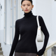 配羊毛大衣内搭黑色高领打底衫 保暖软糯针织衫 毛衣女春秋新款 修身