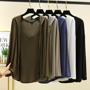 莫代尔薄款 休闲外搭空调衫 连帽外套女夏大码 防晒开衫 长袖 2025新款