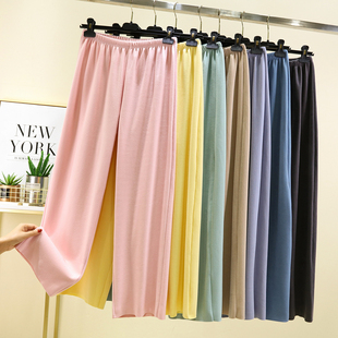 加绒直筒家居长裤 加厚德绒睡裤 高腰纯色阔腿裤 百搭休闲裤 秋冬大码