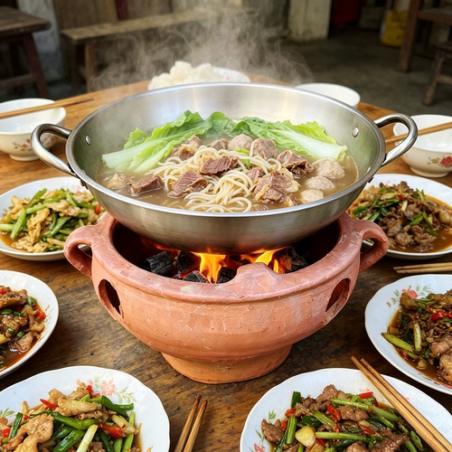 老式陶土打边炉围炉煮茶户外露营碳炉煲汤火锅煮菜碳炉子手工碳炉