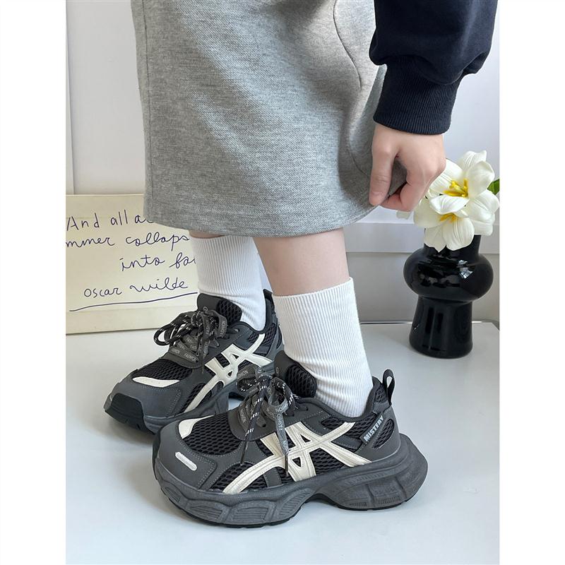 厚底松糕老爹鞋女2025年秋季新款时尚百搭轻便网面系带运动休闲鞋