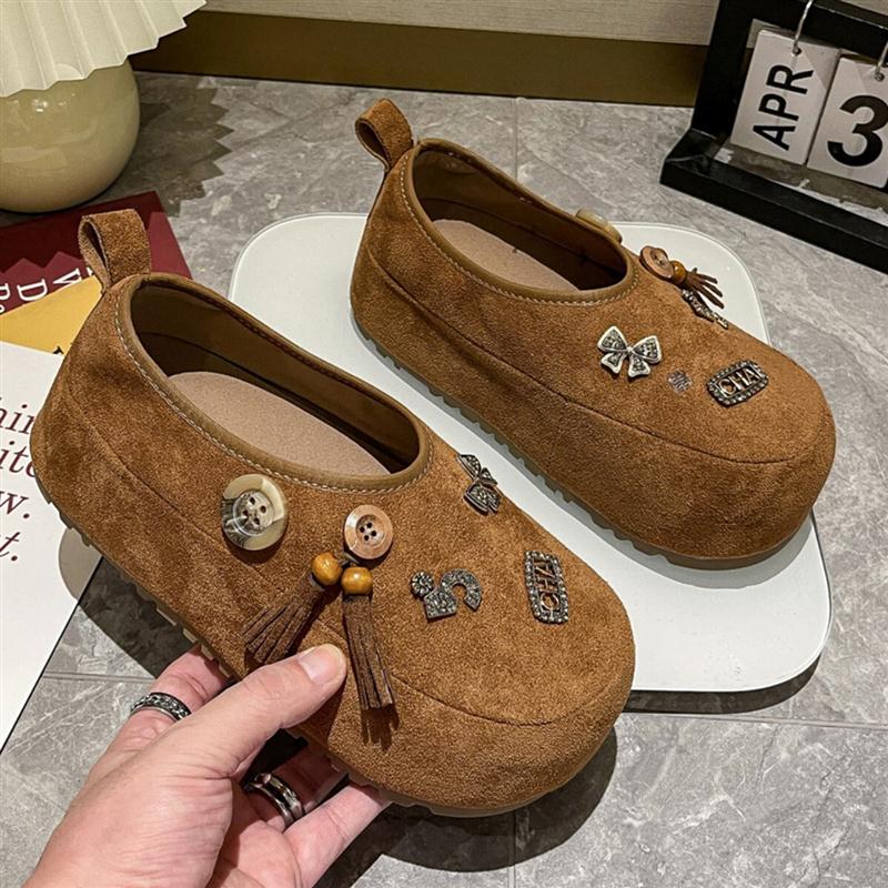 卡皮巴拉勃肯鞋女2025秋季爆款流苏金属内增高单鞋一脚蹬大头女鞋