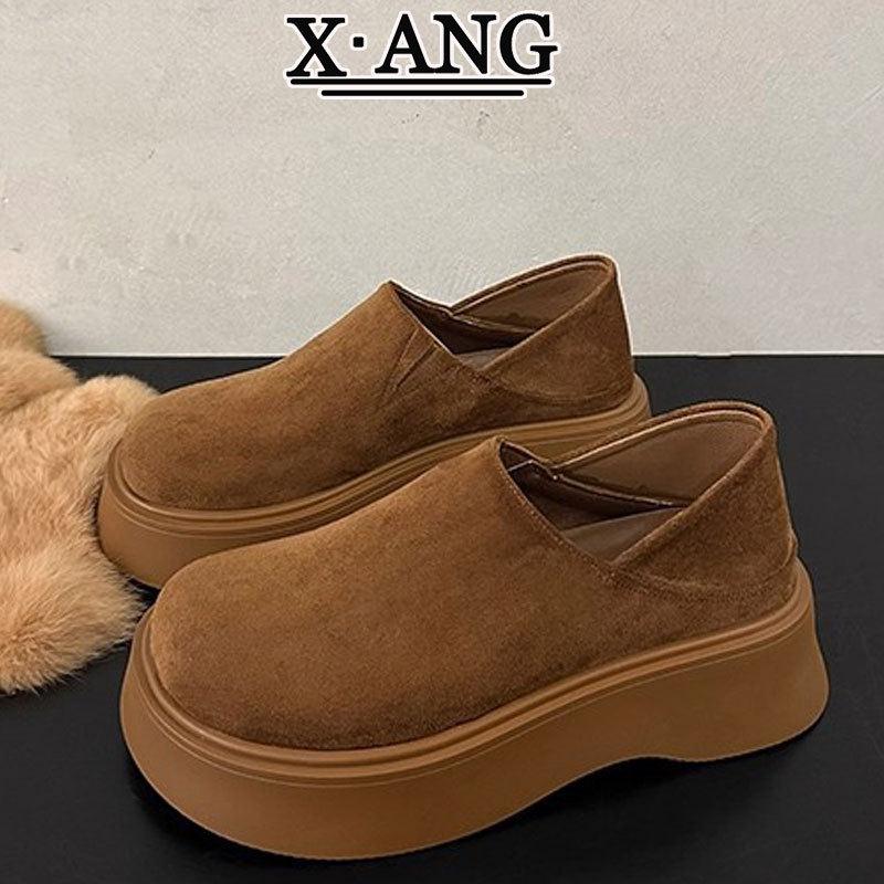 真皮全包勃肯鞋2025新款秋季鞋子女两穿一脚蹬休闲单鞋厚底乐福鞋