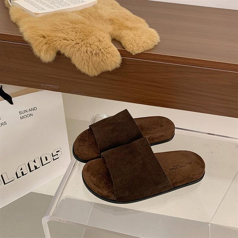 2025新款复古时尚百搭2CM博肯半拖鞋女露趾百搭舒适沙滩平底拖女~