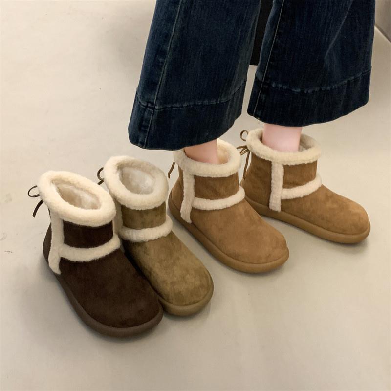 复古厚底松糕防滑雪地靴女2025年秋冬季新款加绒加厚保暖休闲棉鞋