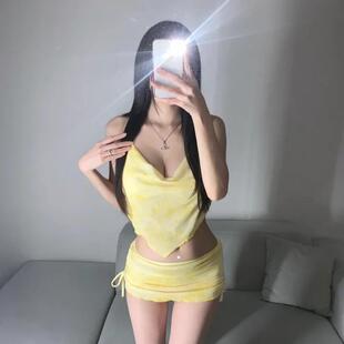 泳装 性感渐变清新荷叶比基尼显瘦度假沙滩温泉分体裙式 新款 2色